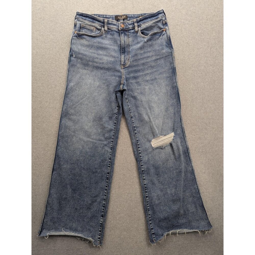 Judy Blue Retro Wide Leg Jeans Juniors 15/32 Blue High Rise Distressed Stretch